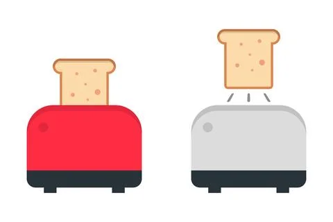 Bread toaster icon set. White bread. Vector. 스톡 일러스트