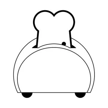 Bread in toaster kitchen utensil in black and white Stock Illustration