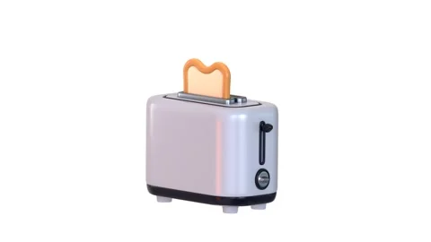 Bread with toaster machine icon animation 3d render Video stock 314738339