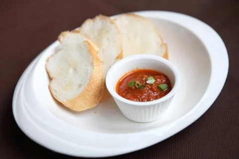 Bread with tomato sauce Stock Photos