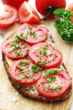 Bread With Tomatoes Stock Photos