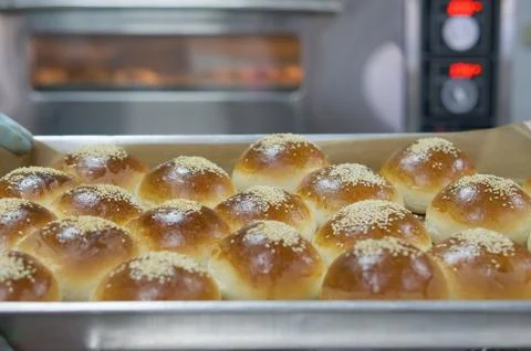 Bread on top with sesame Stock Photos