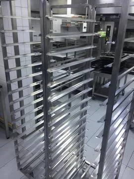 The bread tray keeping trolley Stock Photos