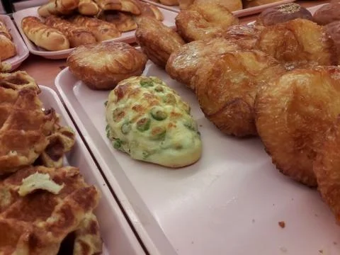 Bread in tray. Stock Photos