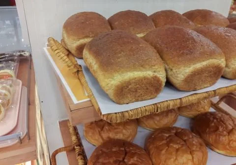 Bread in tray. Stock Photos