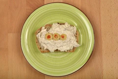 Bread with tuna spread 스톡 사진