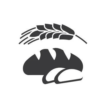 Bread with two slices of bread and a grain of wheat above them. Stock Illustration