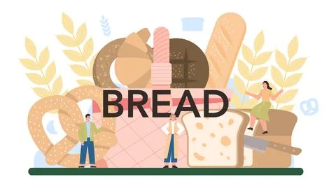Bread typographic header. Baking pastry process. Bakery Stock Illustration