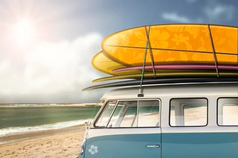 Bread van form surf, beach Stock Photos