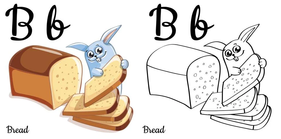 Bread. Vector alphabet letter B, coloring page イラスト素材
