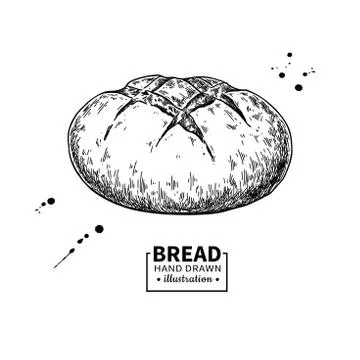 Bread vector drawing. Bakery product sketch. Vintage food Stock Illustration
