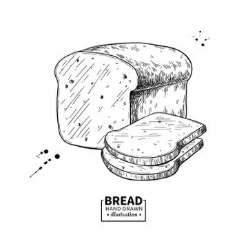 Bread vector drawing. Bakery product sketch. Vintage food Stock Illustration