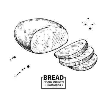 Bread vector drawing. Bakery product sketch. Vintage food Stock Illustration