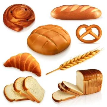 Bread, vector icons set Stock Illustration
