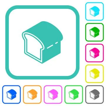 Bread vivid colored flat icons Stock Illustration