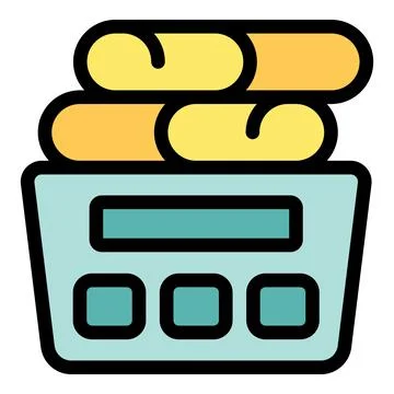 Bread weighing on electronic scale in bakery, measuring ingredients for bakin Stock Illustration