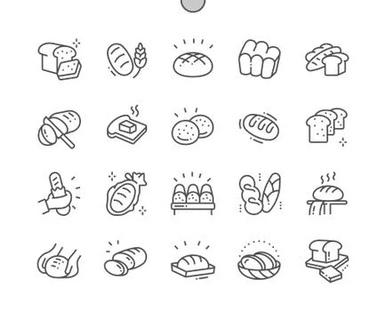 Bread Well-crafted Pixel Perfect Vector Thin Line Icons 30 2x Grid for Web 스톡 일러스트