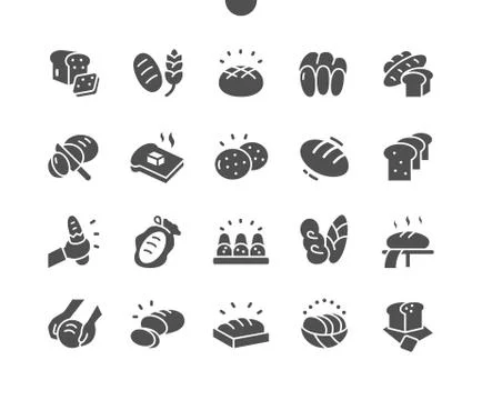 Bread Well-crafted Pixel Perfect Vector Solid Icons 스톡 일러스트