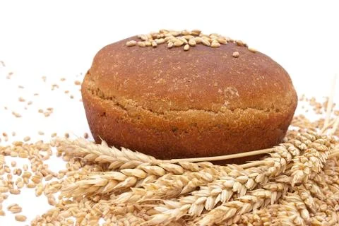 Bread  with wheat and ears Stock Photos
