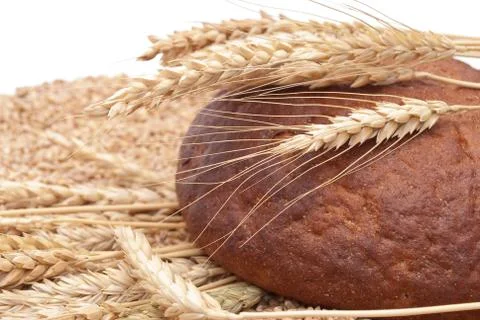 Bread with wheat and ears Stock Photos