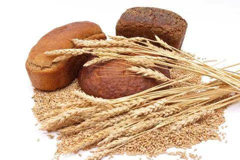 Bread with wheat and ears Stock Photos