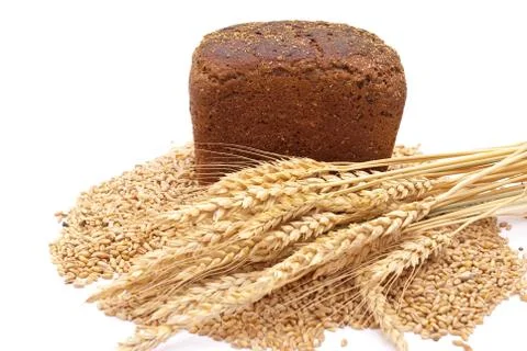 Bread with wheat and ears Stock Photos