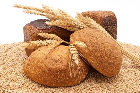 Bread with wheat and ears Stock Photos