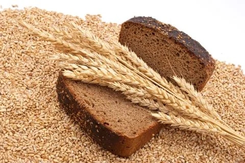 Bread with wheat and ears Stock Photos