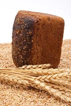 Bread with wheat and ears Stock Photos