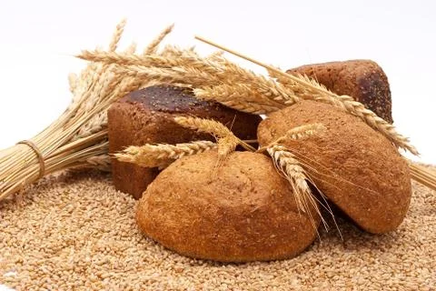 Bread with wheat and ears Stock Photos