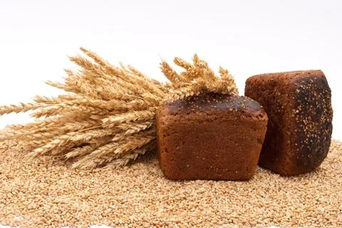 Bread with wheat and ears Stock Photos