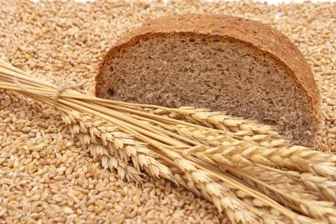 Bread with wheat and ears Stock Photos