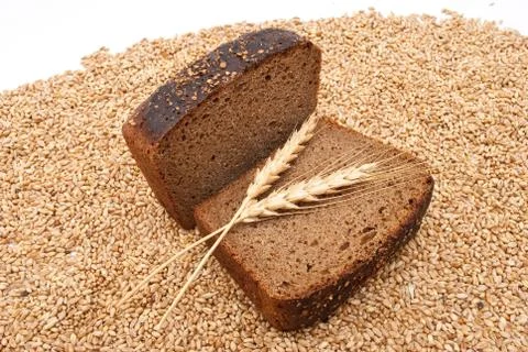 Bread with wheat and ears Stock Photos
