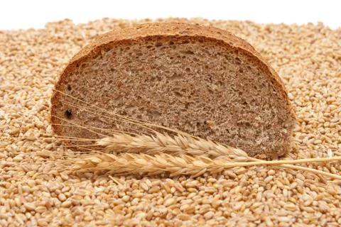 Bread with wheat and ears Stock Photos