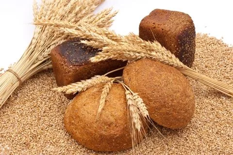 Bread with wheat and ears Stock Photos