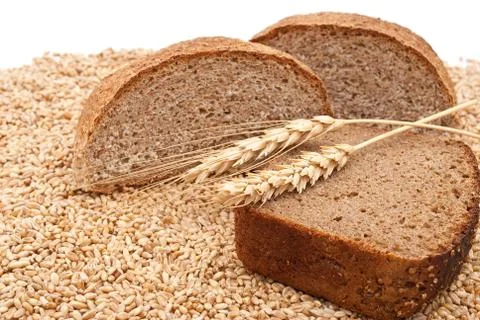 Bread with wheat and ears Stock Photos