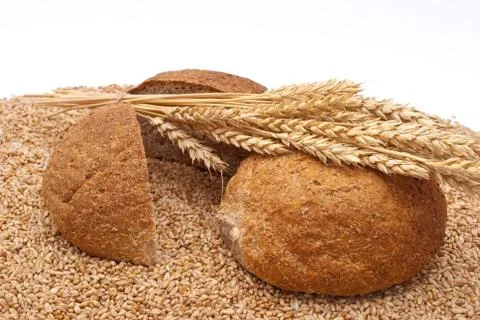 Bread with wheat and ears Stock Photos