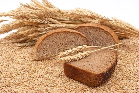 Bread with wheat and ears Stock Photos