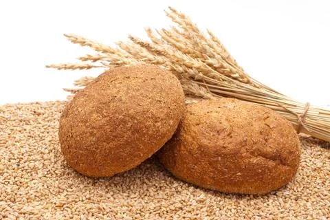 Bread with wheat and ears Stock Photos