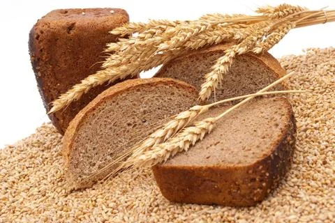 Bread with wheat and ears Stock Photos