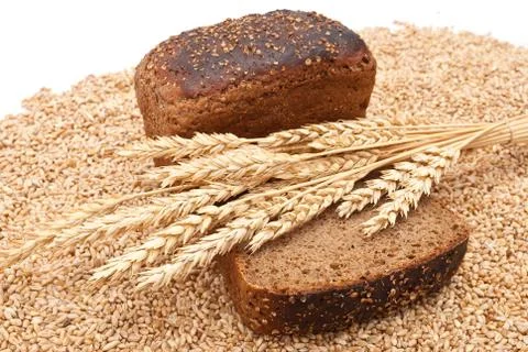 Bread with wheat and ears Stock Photos