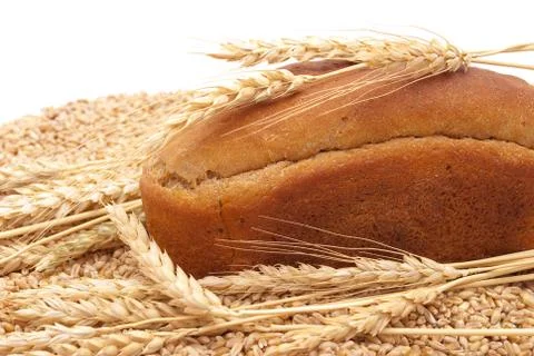 Bread with wheat and ears Stock Photos