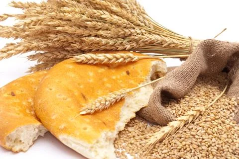Bread with wheat and ears Stock Photos