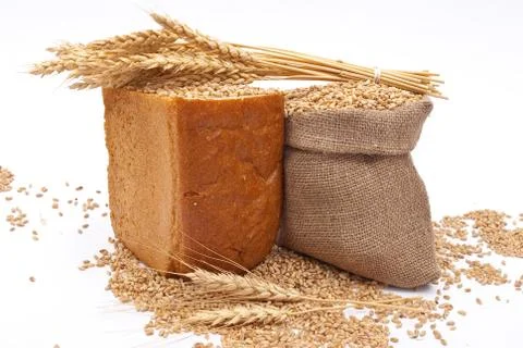 Bread with wheat and ears Stock Photos