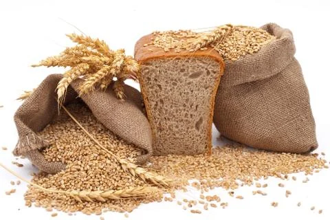 Bread with wheat and ears Stock Photos