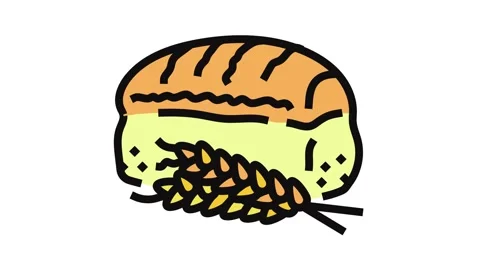 Bread wheat ears color icon animation Stock Footage 326099178
