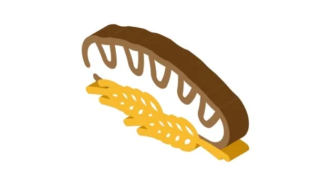 Bread wheat ears isometric icon animation Stock Footage 327293421