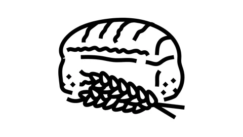 Bread wheat ears line icon animation Stock Footage 326135481
