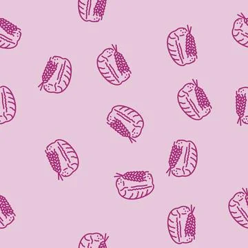 Bread wheat ears line seamless pattern Illustrazione stock