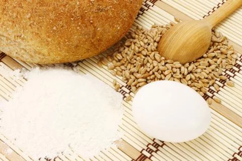 Bread with wheat, flour and egg Stock Photos